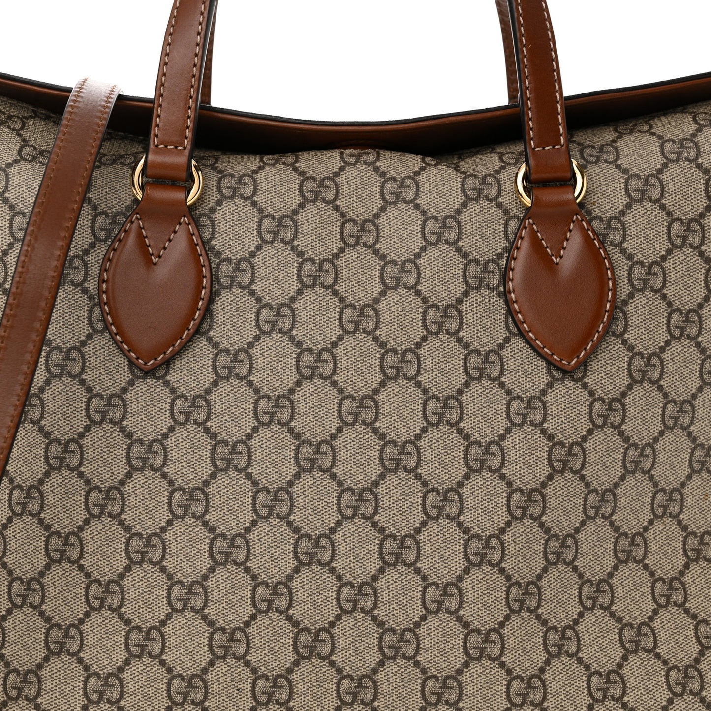 GG Supreme Monogram Linea A Foldover Tote Brown