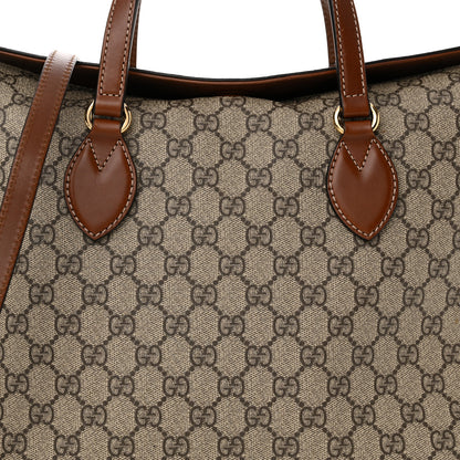 Gucci GG Supreme Monogram Linea A Foldover Tote Brown 8 of 16