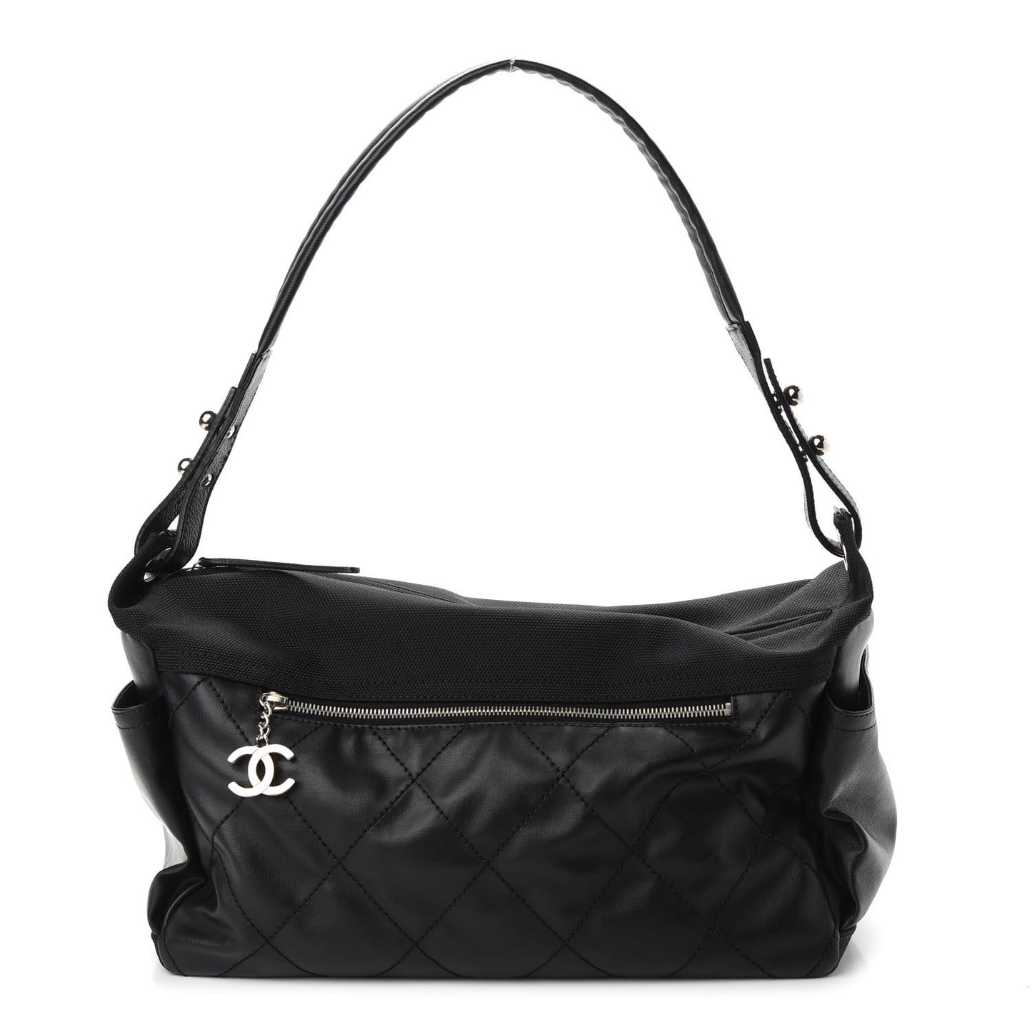 Coated Canvas Paris Biarritz Hobo Black