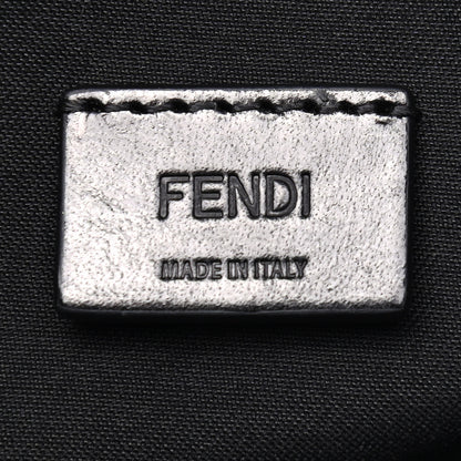 Fendi Canvas Vitello King FF Embroidered Medium Flat Baguette Sand Black 6 of 9