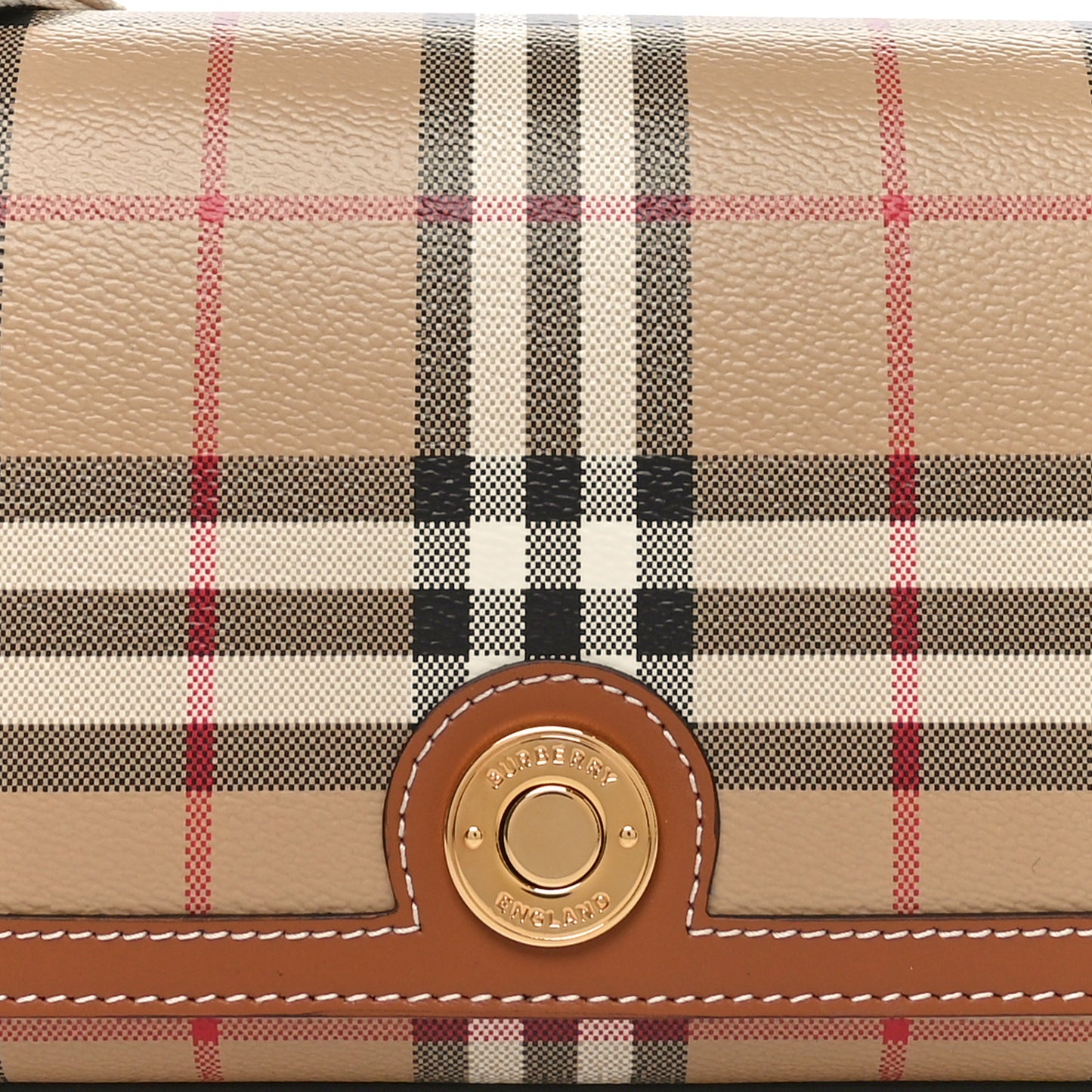 Calfskin Giant Check E-Canvas Elongated Note Crossbody Bag Briar Brown