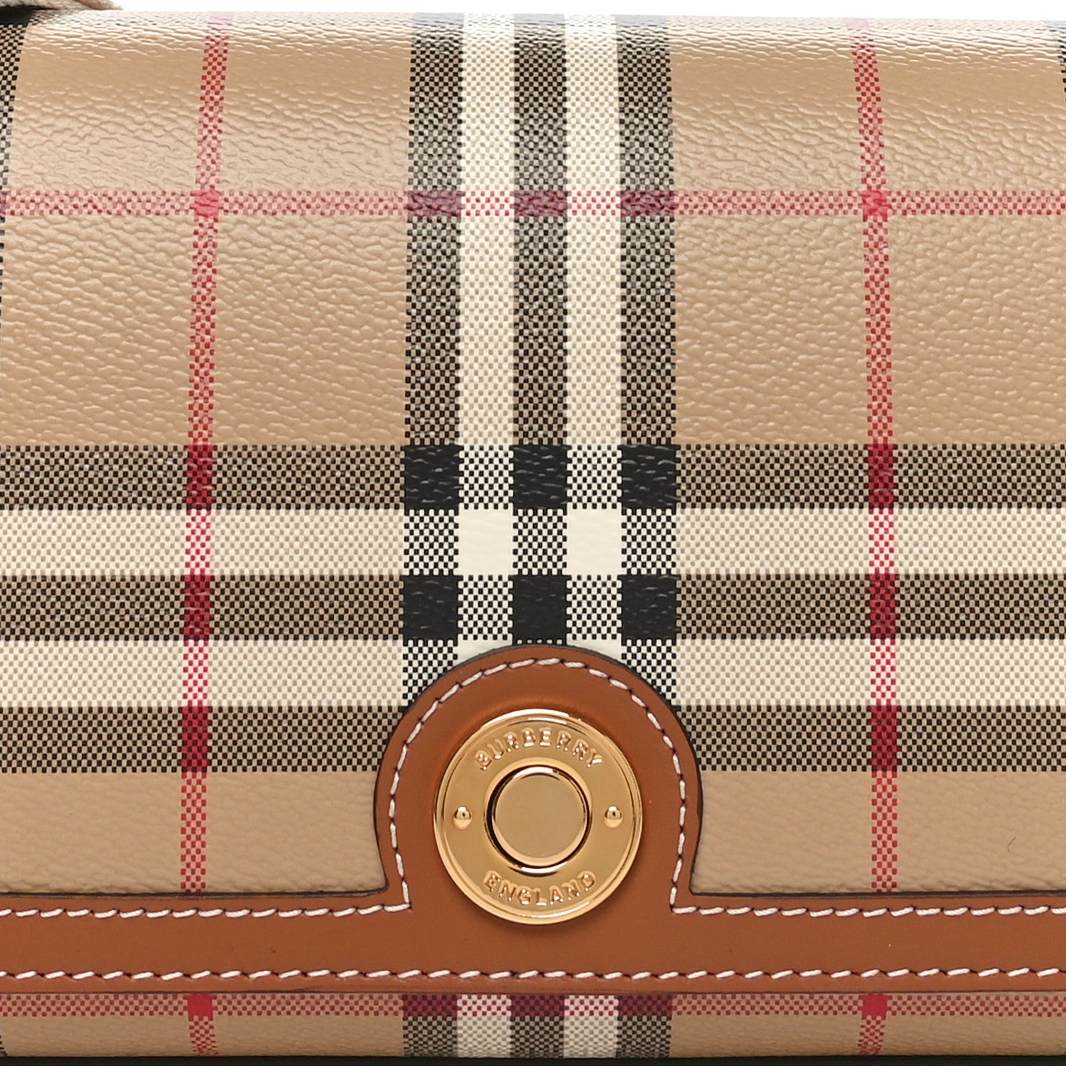 Burberry Calfskin Giant Check E-Canvas Elongated Note Crossbody Bag Briar Brown 8 of 10