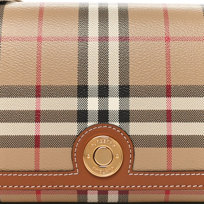 Burberry Calfskin Giant Check E-Canvas Elongated Note Crossbody Bag Briar Brown 8 of 10