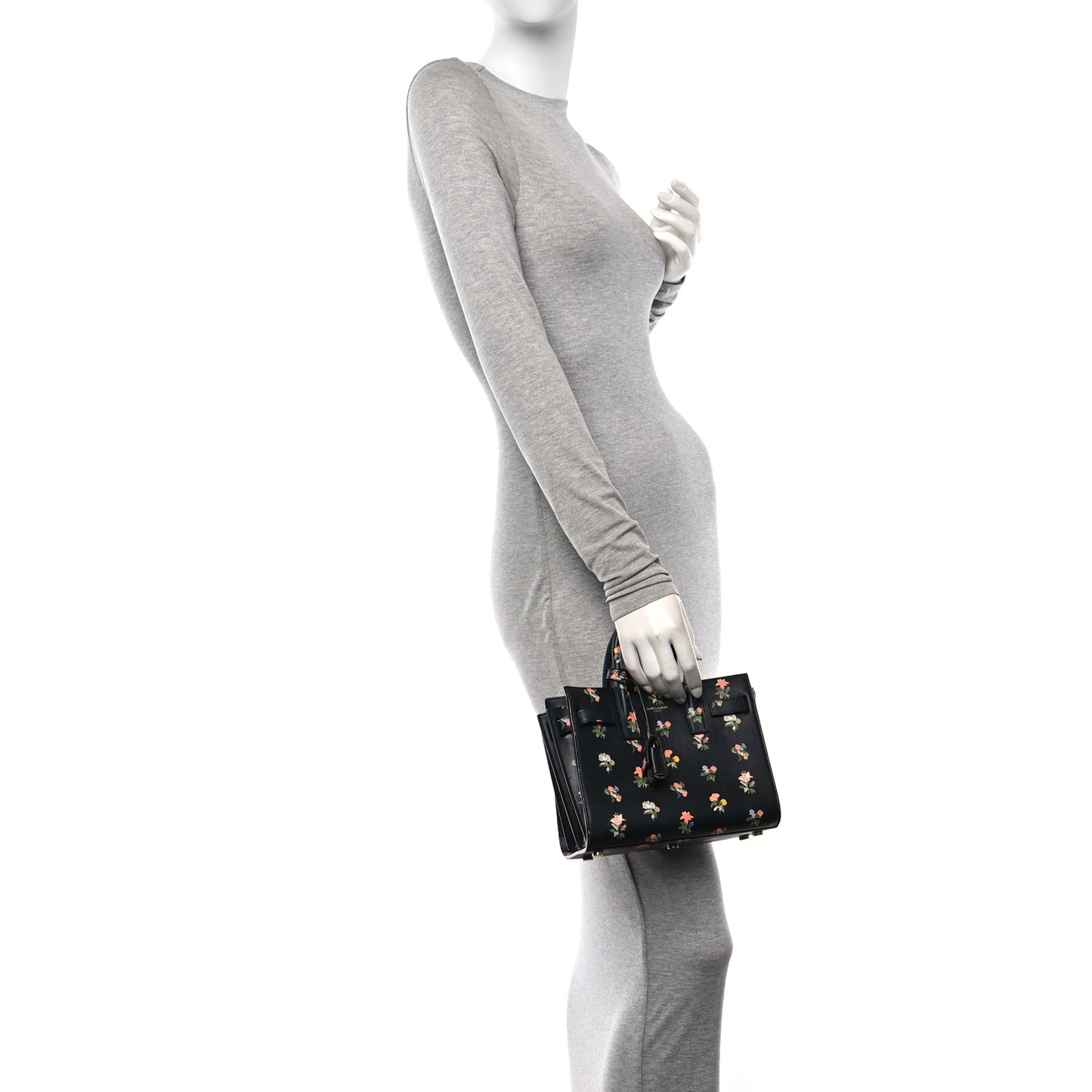 Calfskin Prairie Printed Nano Sac De Jour Black