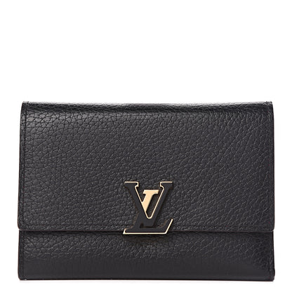 Louis Vuitton Taurillon Capucines Compact Wallet Black 1 of 7