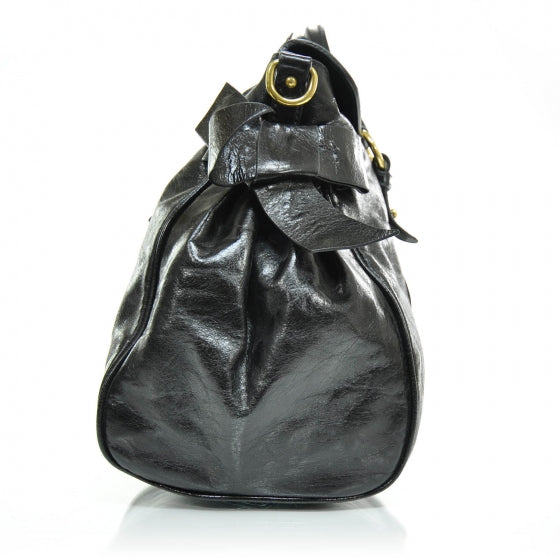 Leather Vitello Lux Bow Bag Black