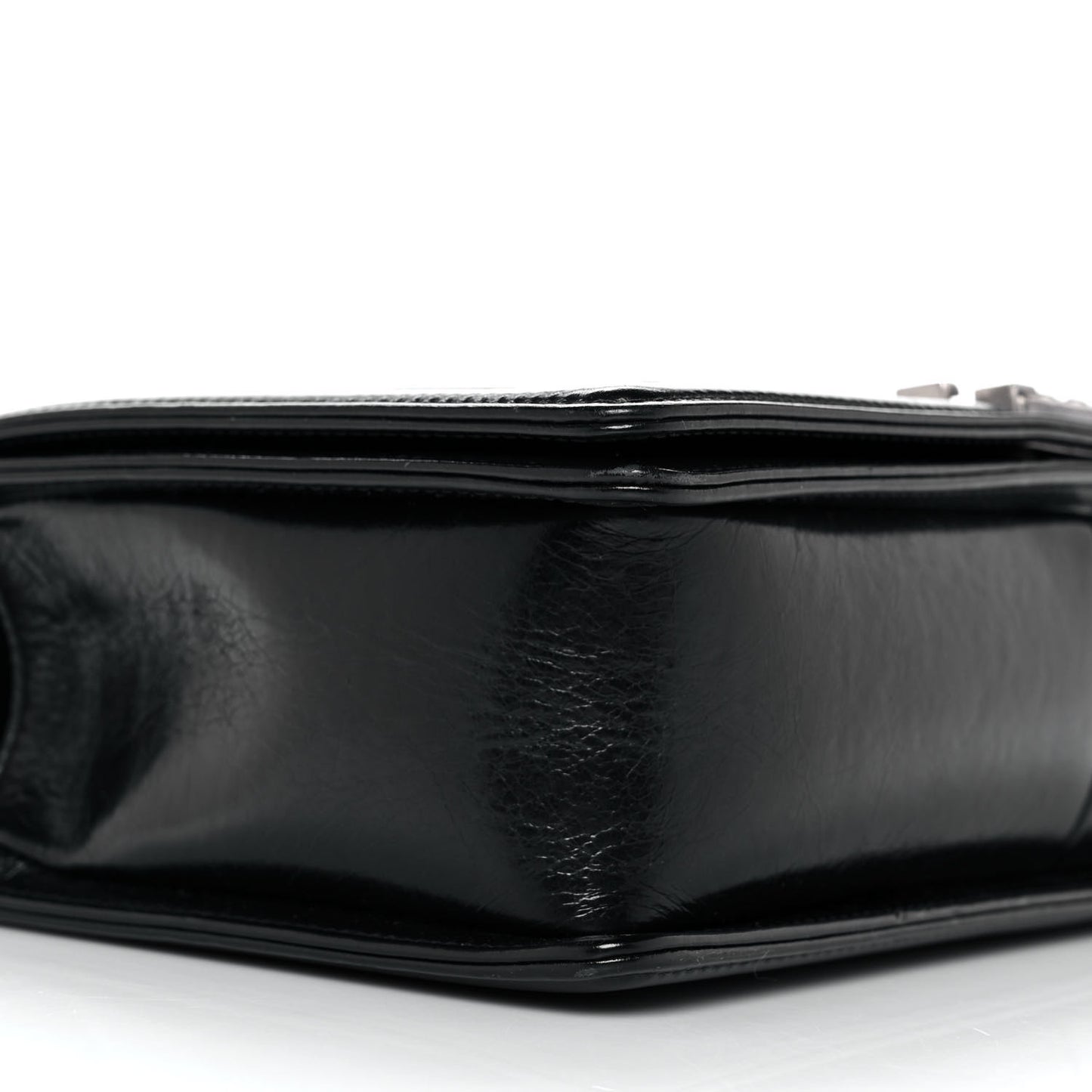 Glazed Calfskin Quilted New Medium Boy Flap Black