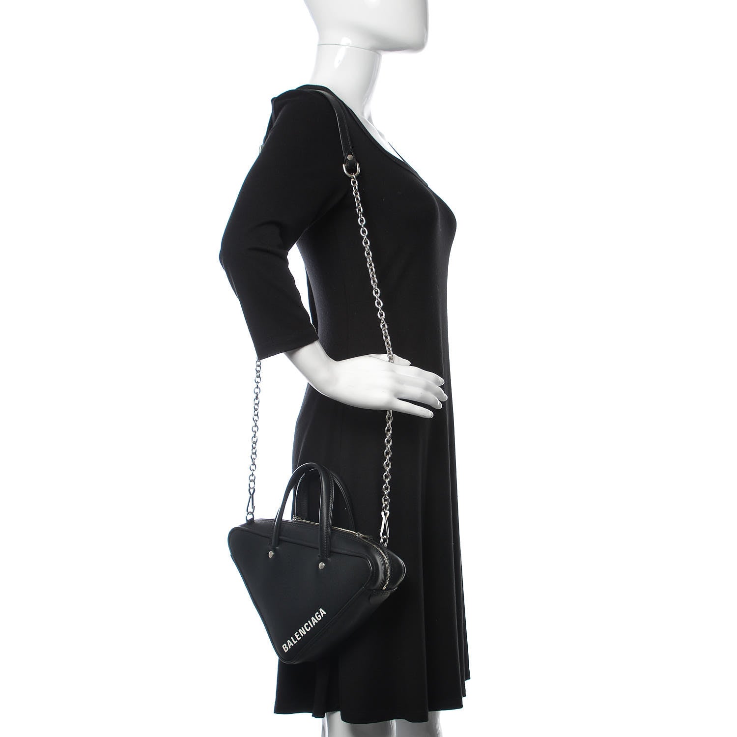 Balenciaga Calfskin XS Triangle Chain Duffle Black 2 of 10
