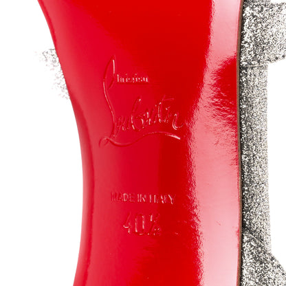 Christian Louboutin Glitter Emilie 100 Slingback Sandals 40.5 Silver 6 of 8