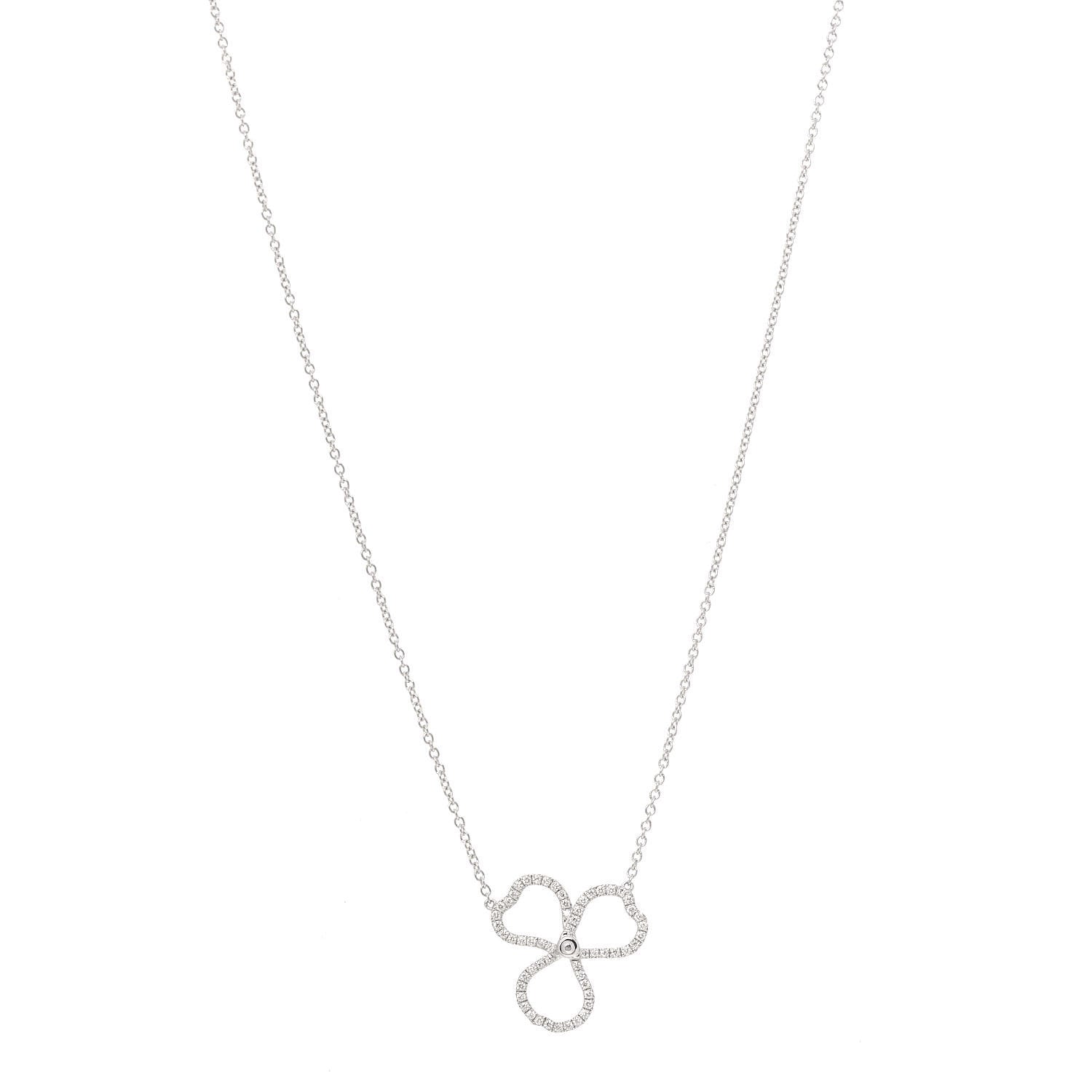 Tiffany Platinum Diamond Small Paper Flowers Pendant Necklace 1 of 6