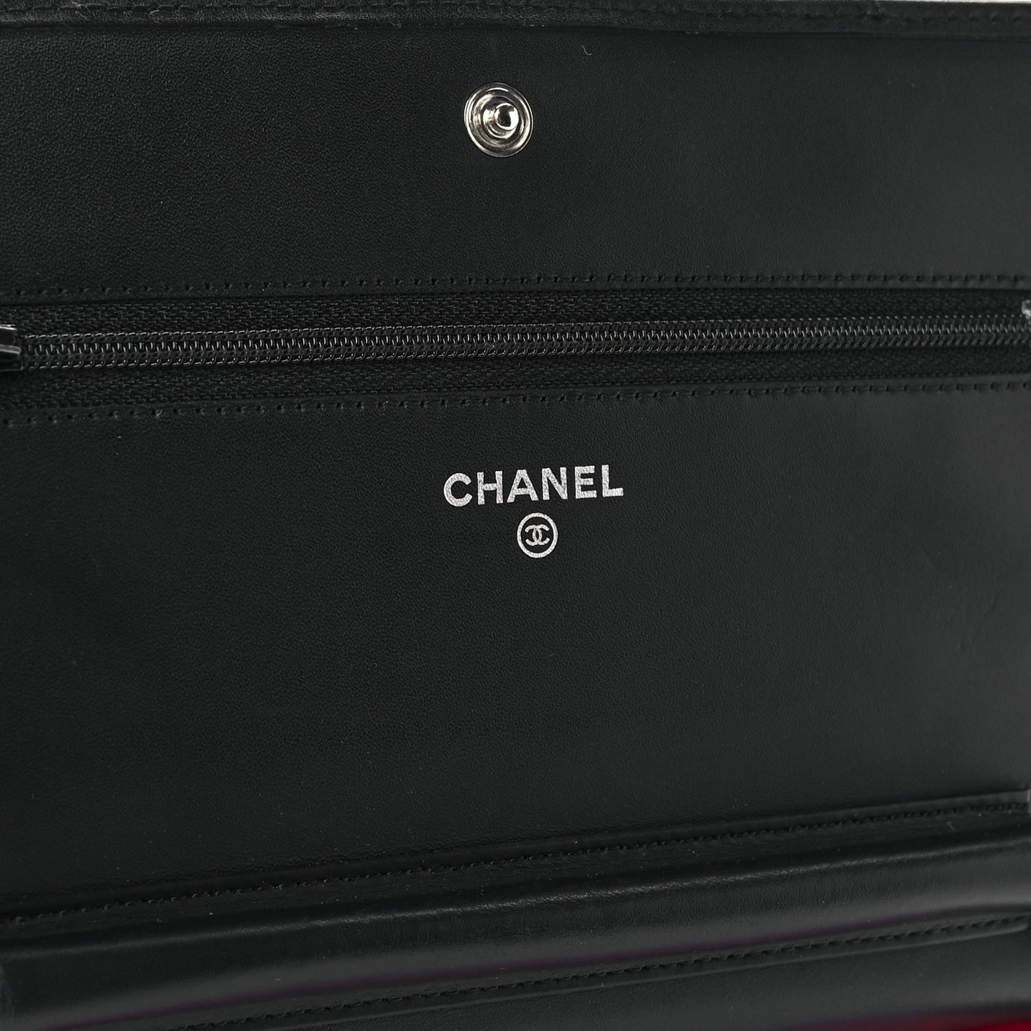 Calfskin Quilted Cambon Wallet On Chain WOC Black