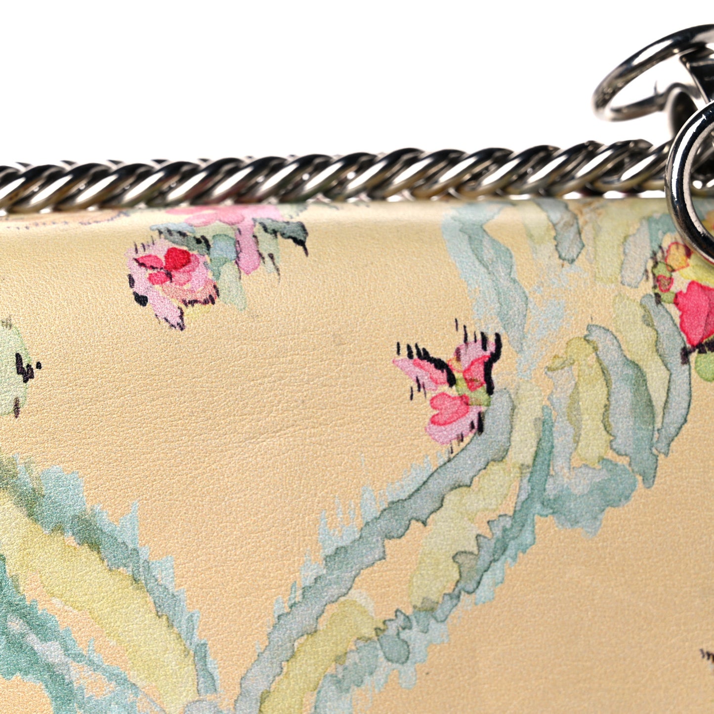Vitello Marie Antoinette Print Scalloped Mix Studded Small Kan I Shoulder Bag Panna Multicolor