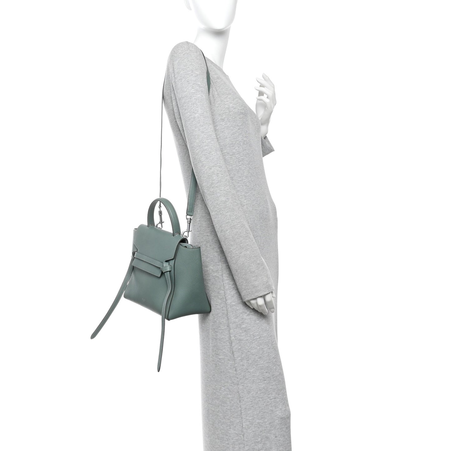 Grained Calfskin Micro Belt Bag Celadon