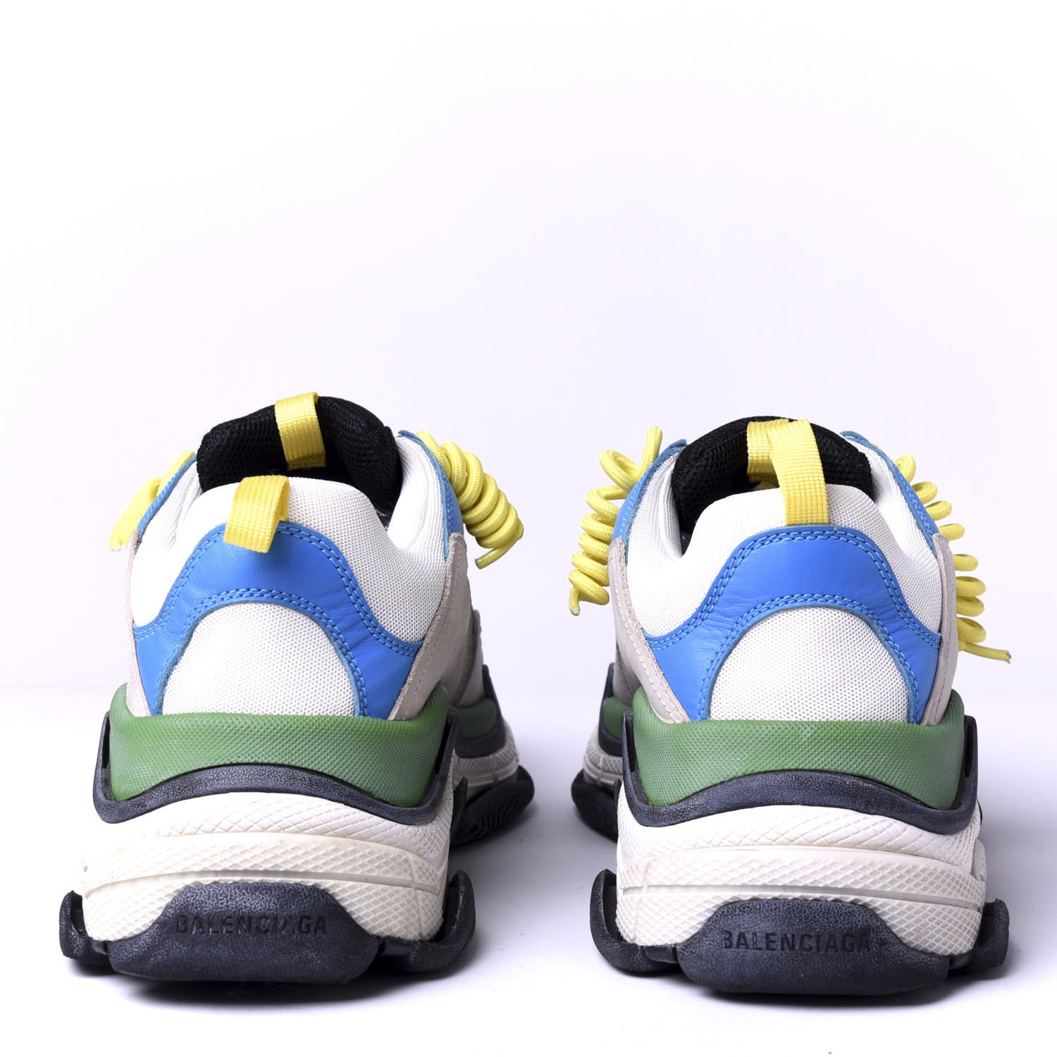 Balenciaga Fabric Mesh Nappa Mens Triple S Sneakers 45 Bleu White Vert Jaune 4 of 10