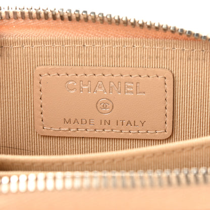 Chanel Patent Chevron Quilted Zip Around Coin Purse Beige 6 of 9