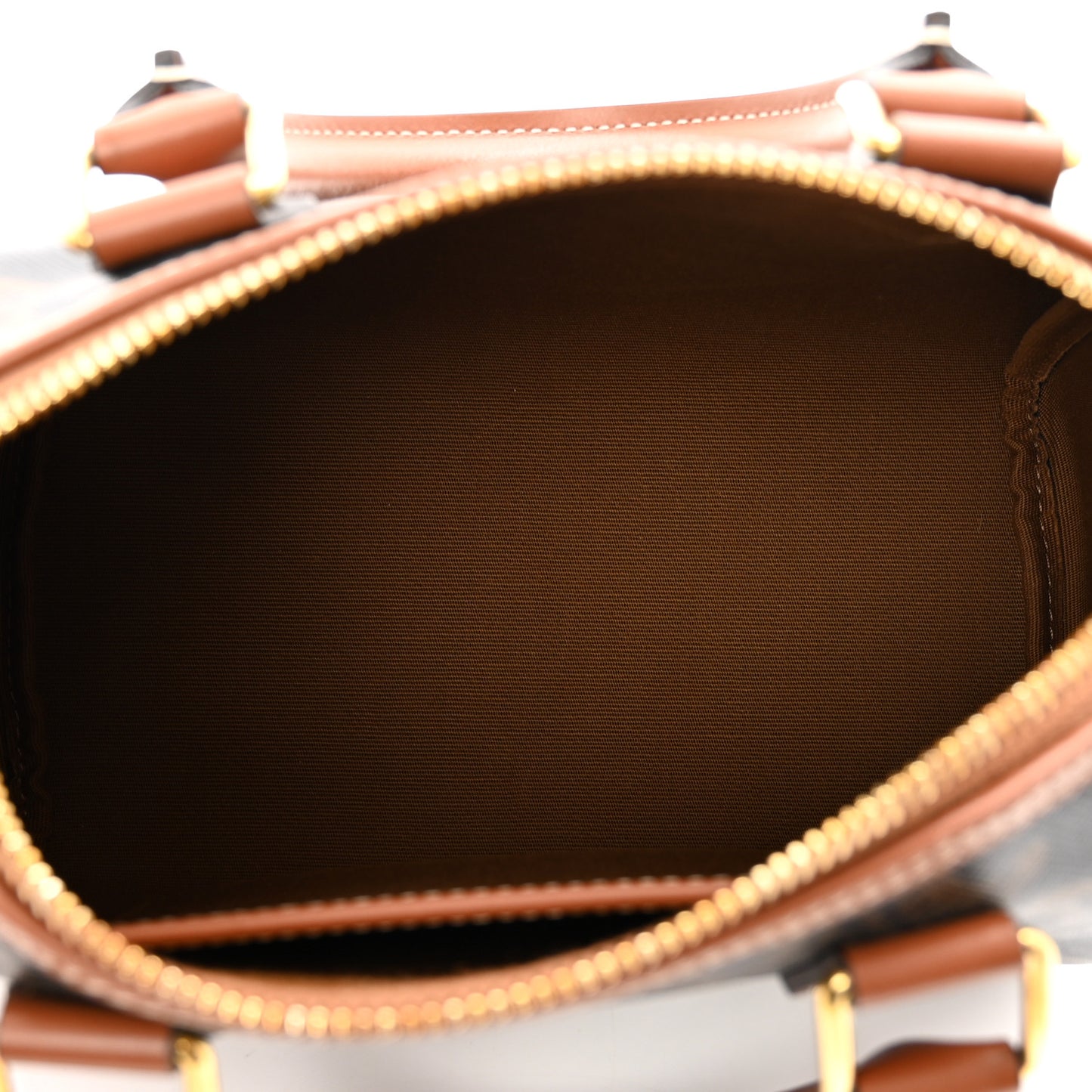 Triomphe Canvas XL Calfskin Small Boston Bag Tan