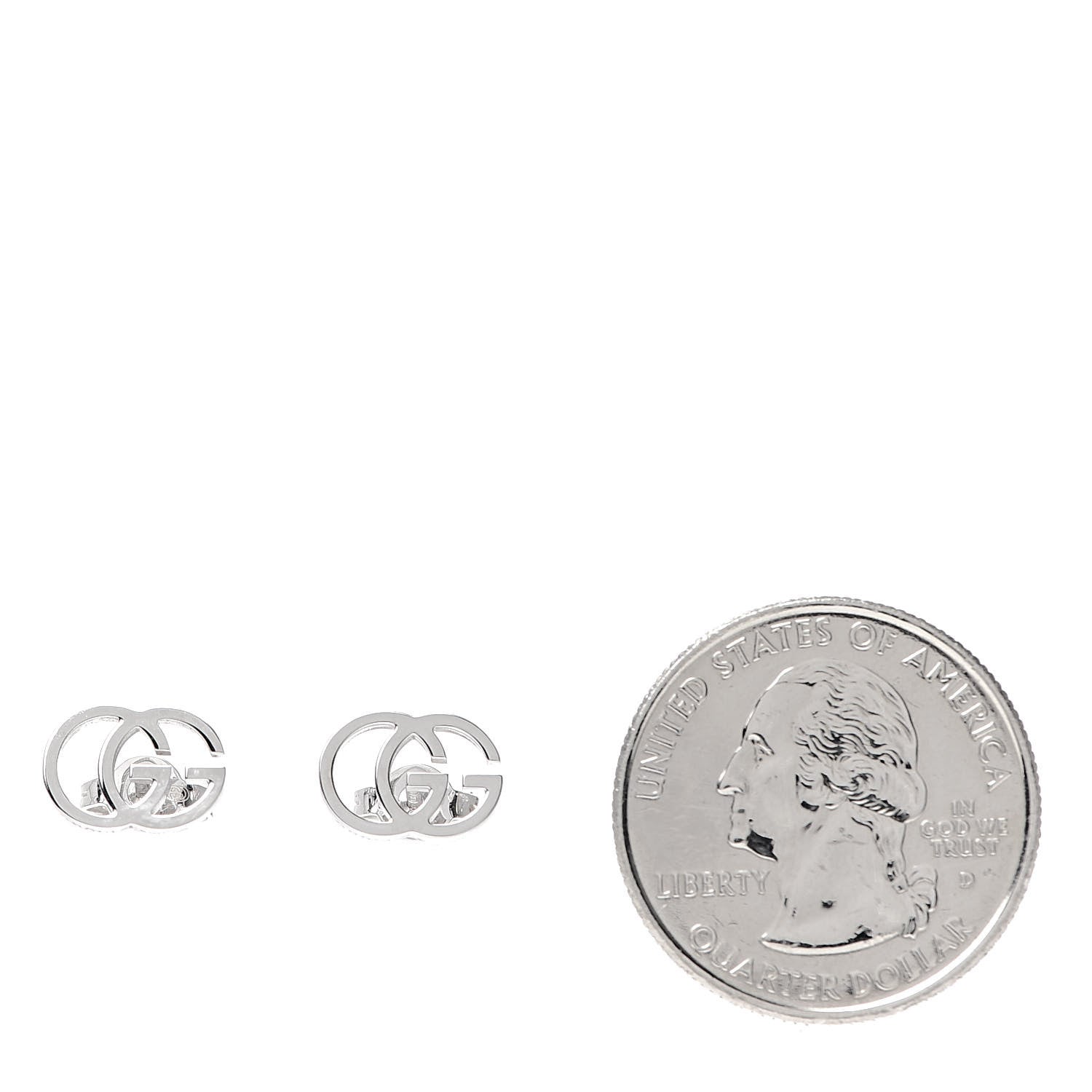 Gucci 18K White Gold GG Tissue Stud Earrings 2 of 4