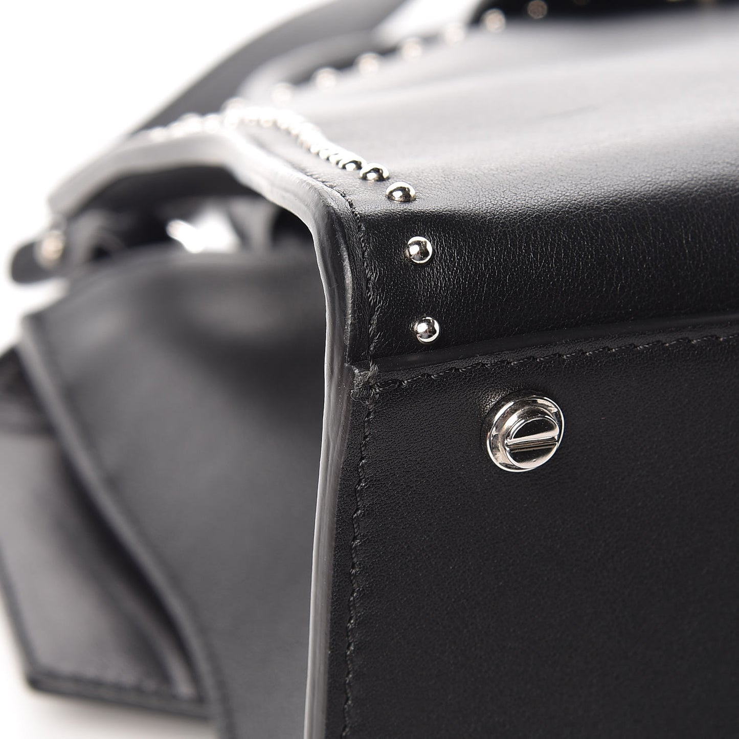 Calfskin Studded Small Obsedia Satchel Black