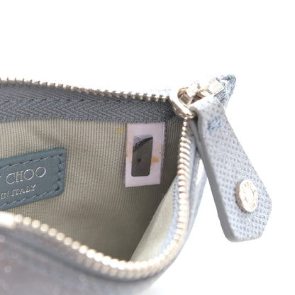Jimmy Choo Metallic Pixelated Calfskin Nancy Star Studded Key Pouch Slate 7 of 8