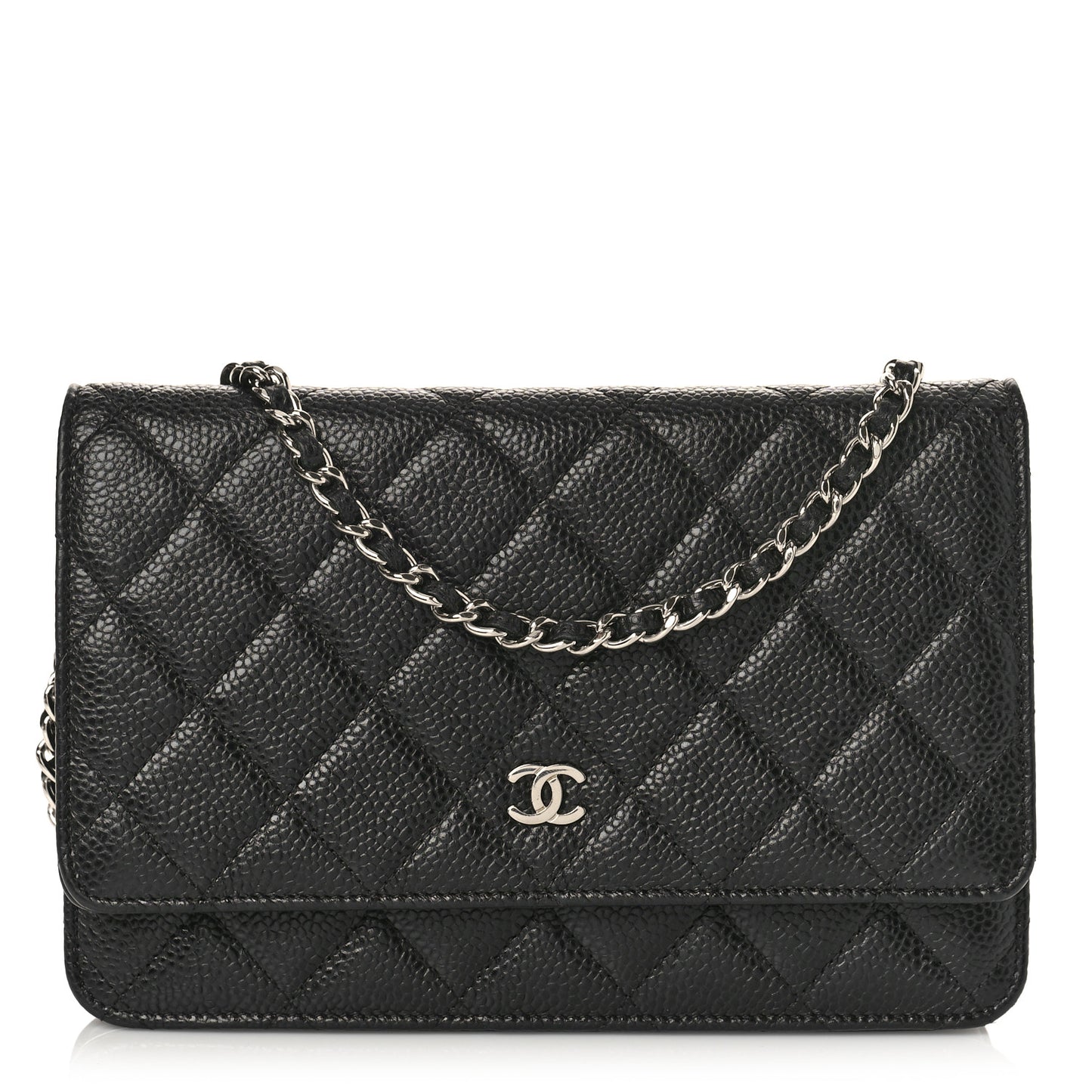 Caviar Quilted Wallet on Chain WOC Black