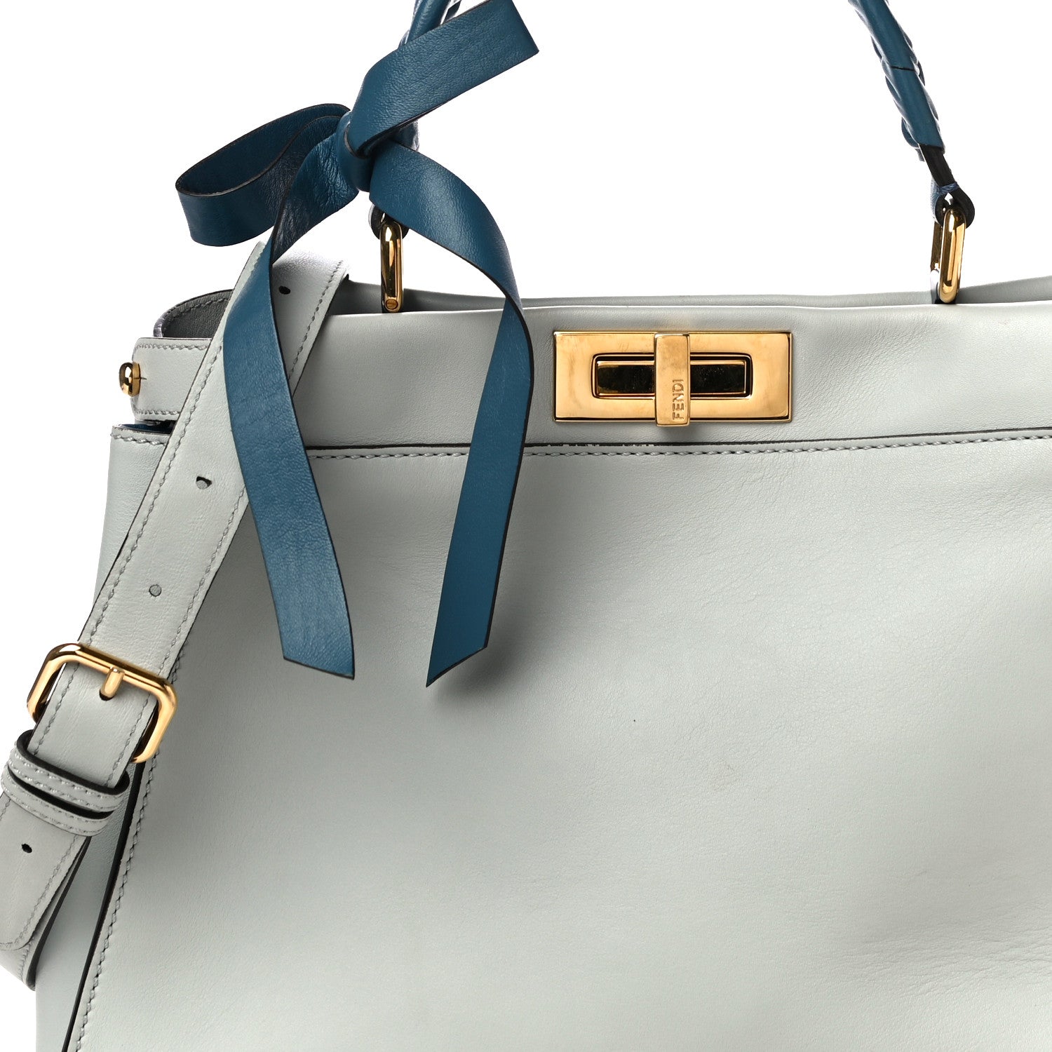Fendi Vitello Seta Ribbon Medium Peekaboo Iconic Satchel Opale 8 of 11