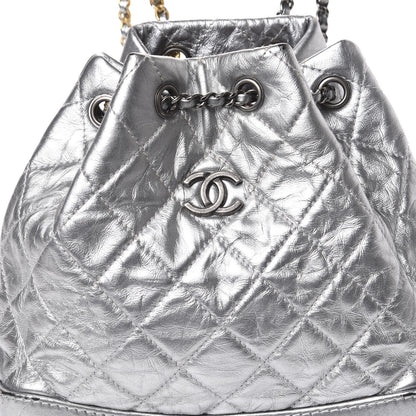 Chanel Metallic Crumpled Calfskin Quilted Gabrielle Backpack Silver 11 of 13