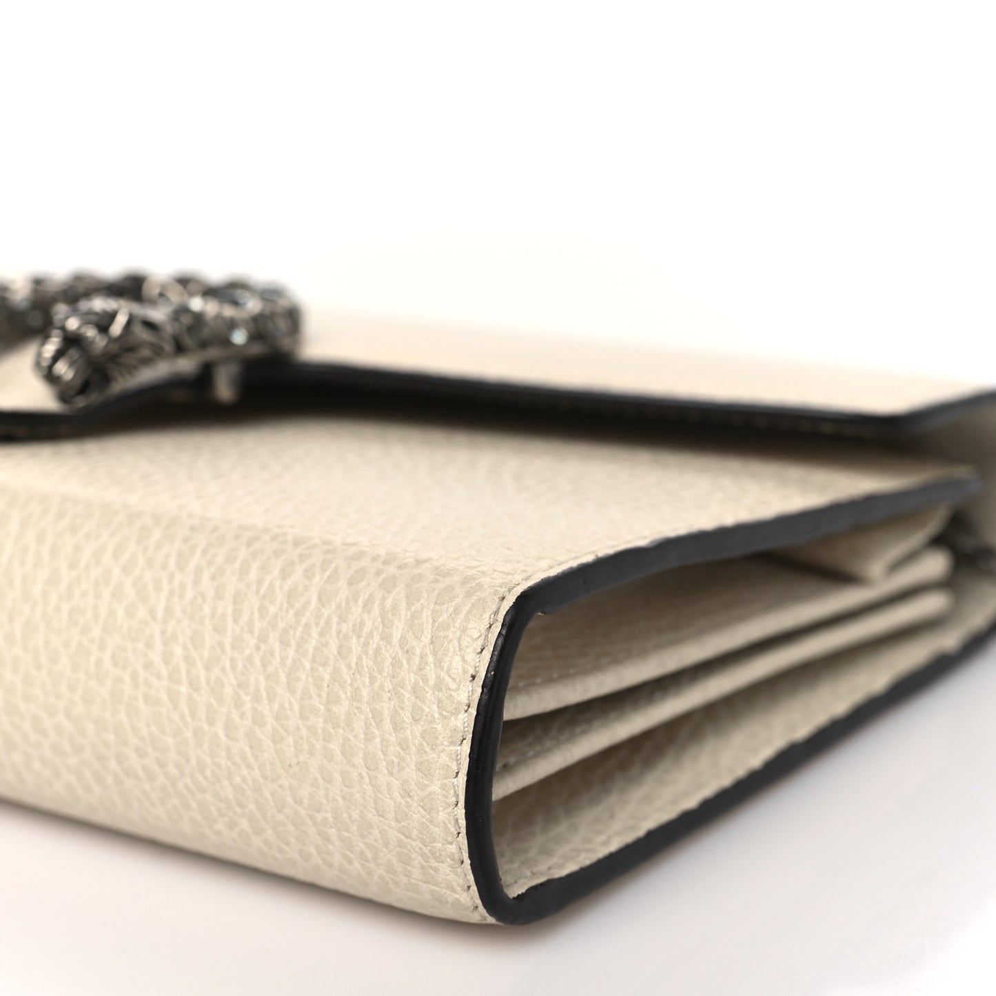 Dollar Calfskin Mini Dionysus Chain Wallet Mystic White