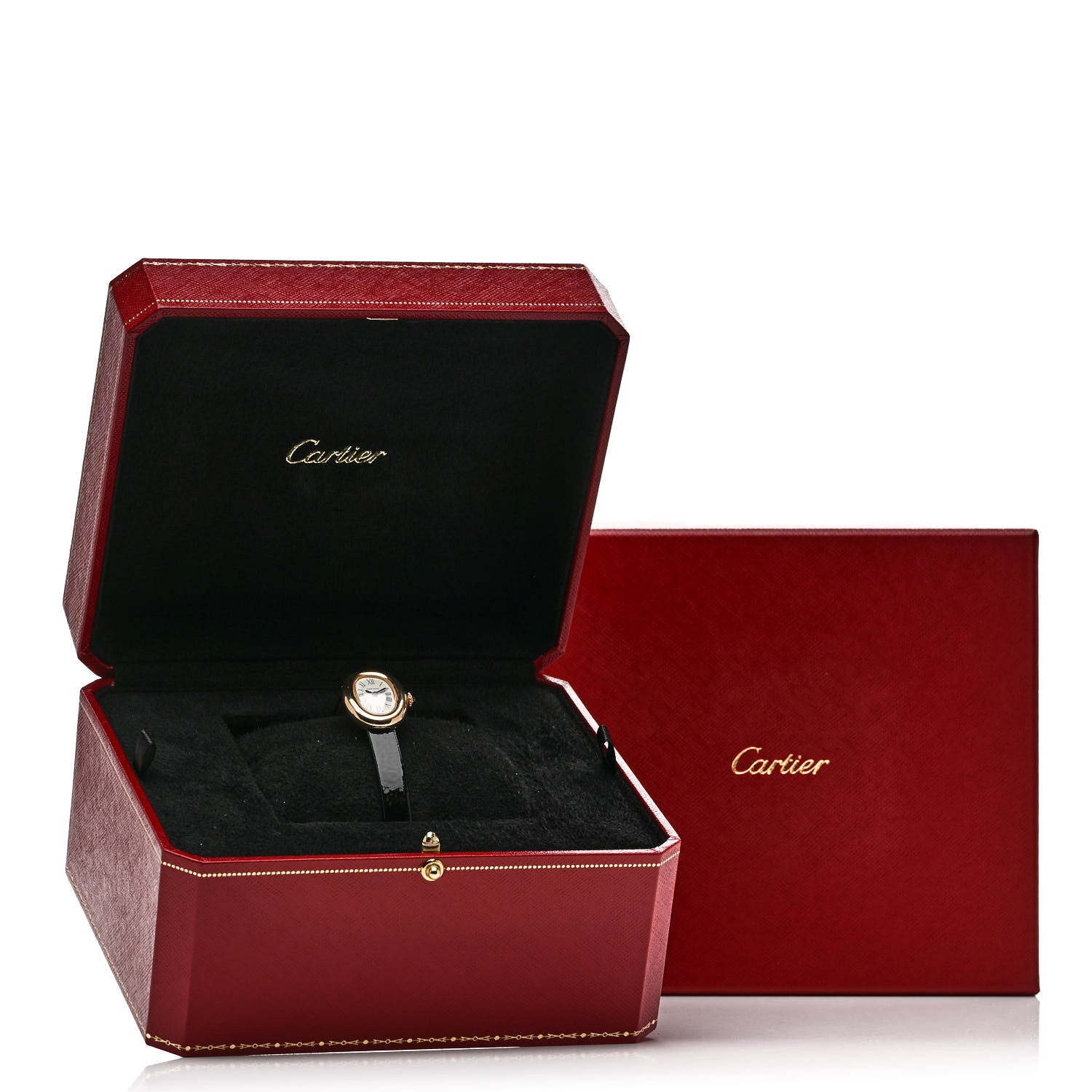 Cartier 18K Yellow Gold Calfskin 18mm Baignoire Quartz Watch 5 of 5