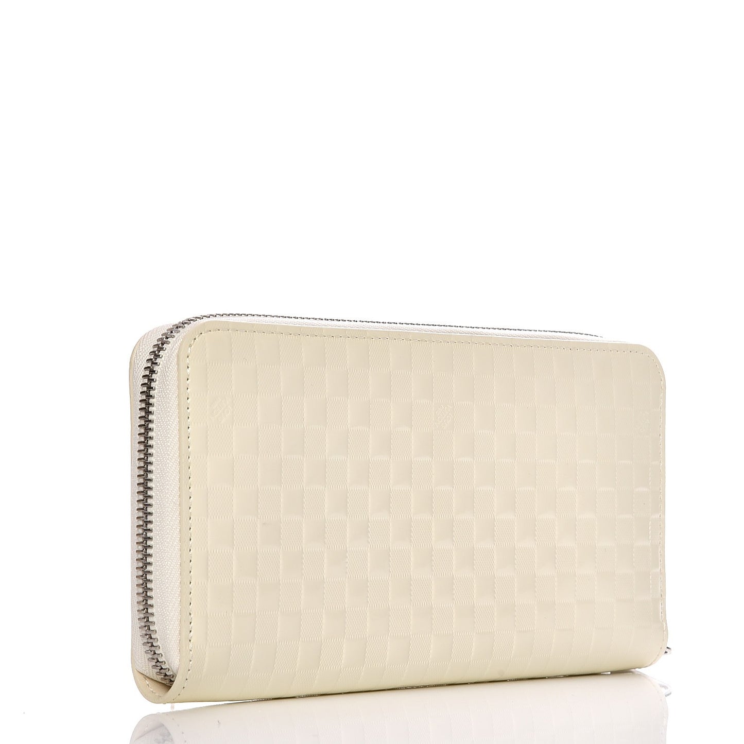 Shiny Calfskin Damier Facette Zippy Wallet Creme