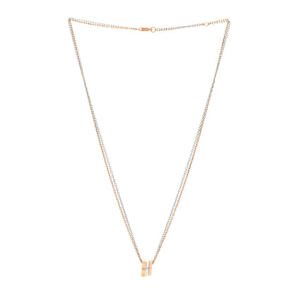 Cartier 18K White Pink Gold Diamond Three Ring LOVE Necklace 3 of 5