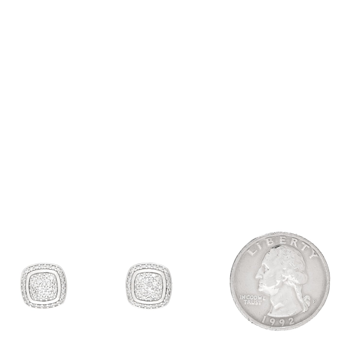 Sterling Silver Diamond 7mm Pave Albion Earrings