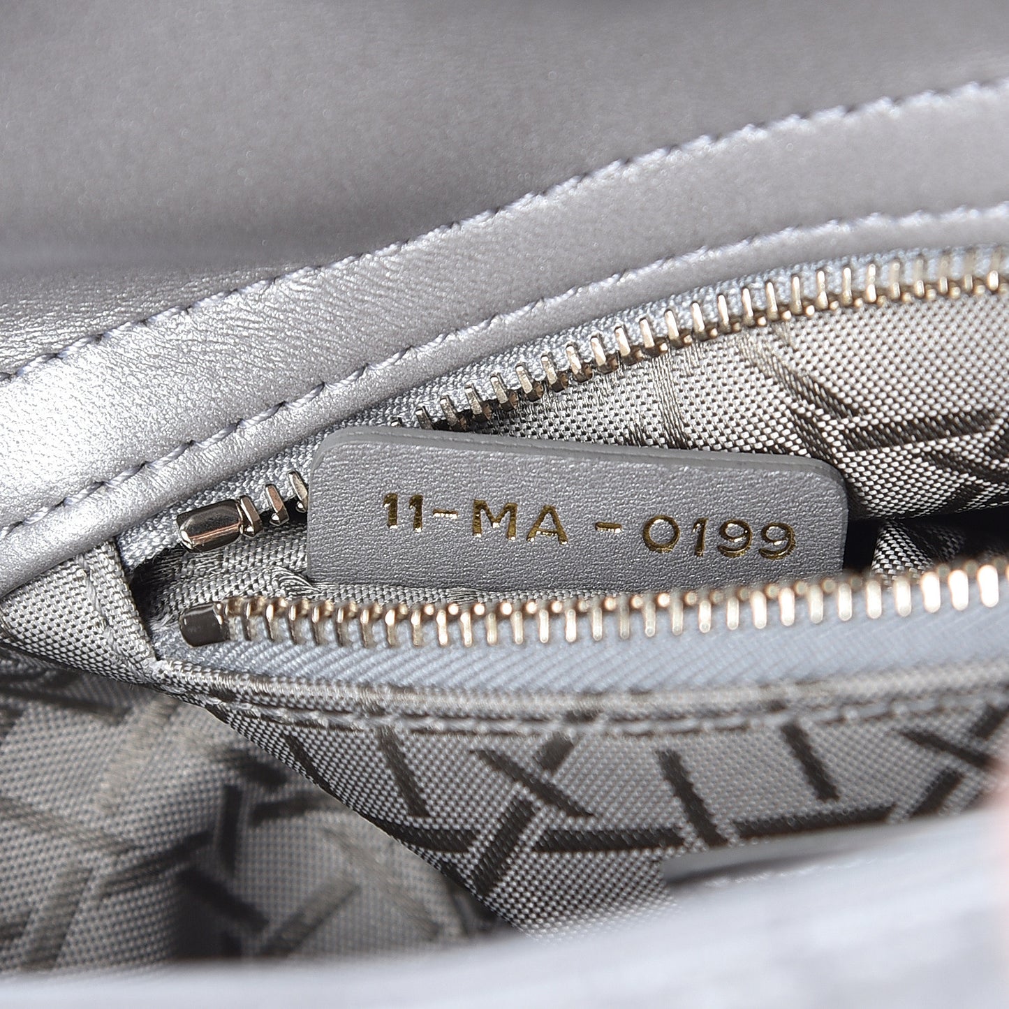 Metallic Lambskin Cannage Mini Lady Dior Grey