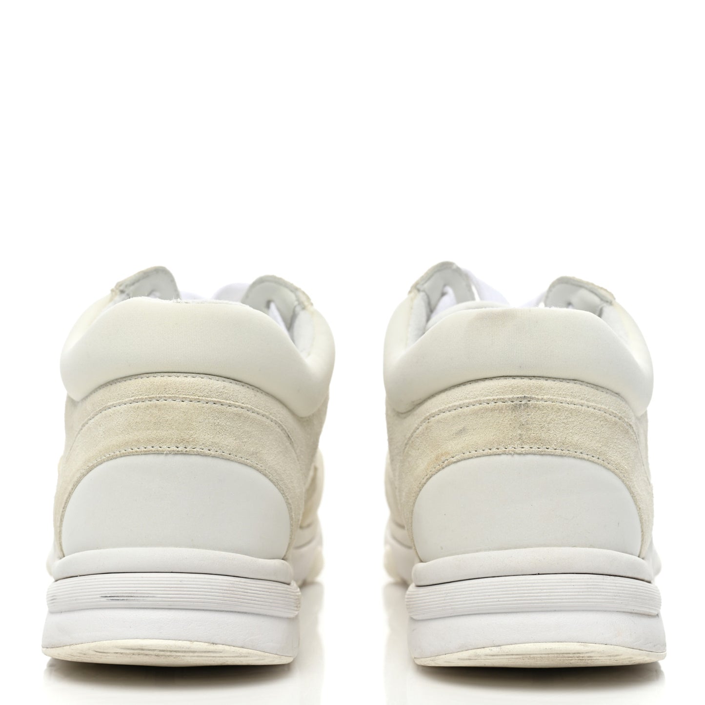 Suede Calfskin Fabric CC Sneakers 41 White
