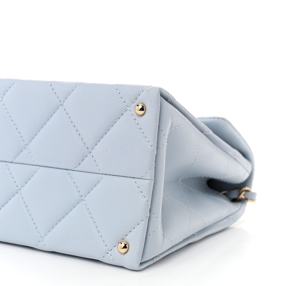 Caviar Quilted Medium Retro Twist Top Handle Flap Light Grey