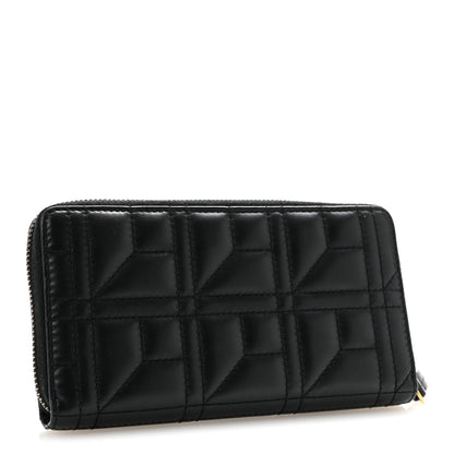 Gucci Calfskin Matelasse Pearly GG Marmont Zip Around Wallet Black 3 of 9