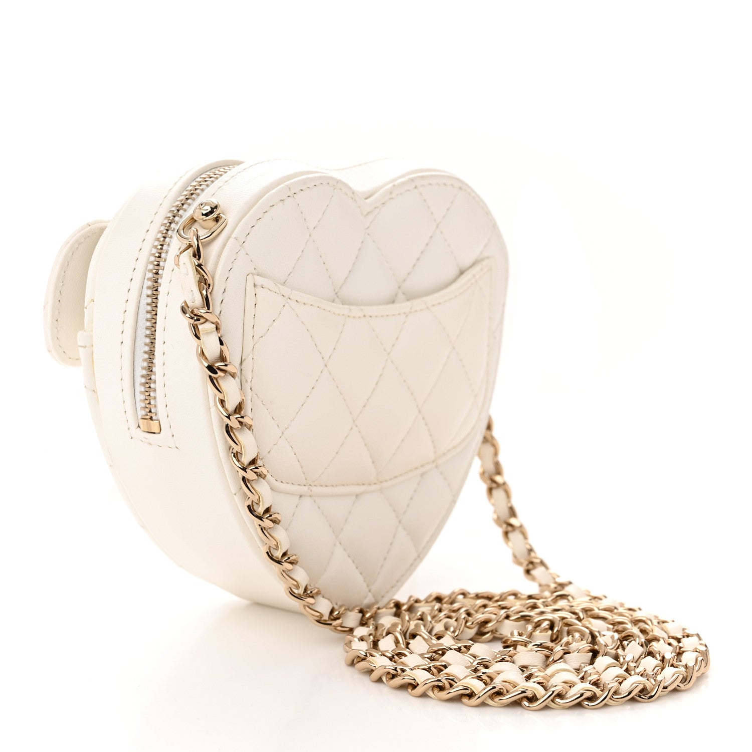 Chanel Lambskin Quilted CC In Love Heart Clutch With Chain White 3 of 13