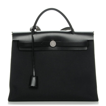 Hermes Military Toile Vache Hunter Herbag Zip PM 31 Black 1 of 8