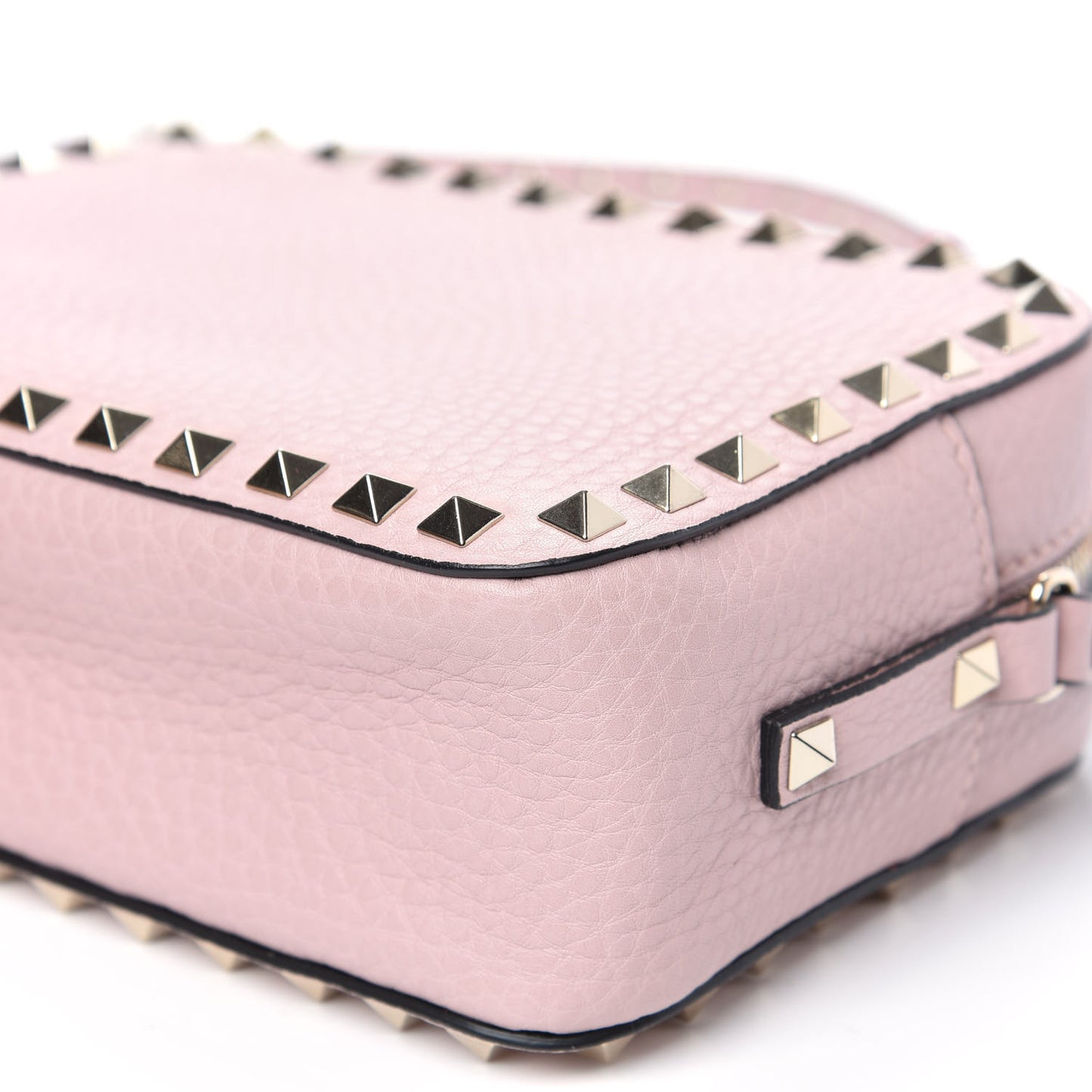 Pebbled Calfskin Rockstud Camera Crossbody Bag Cipria