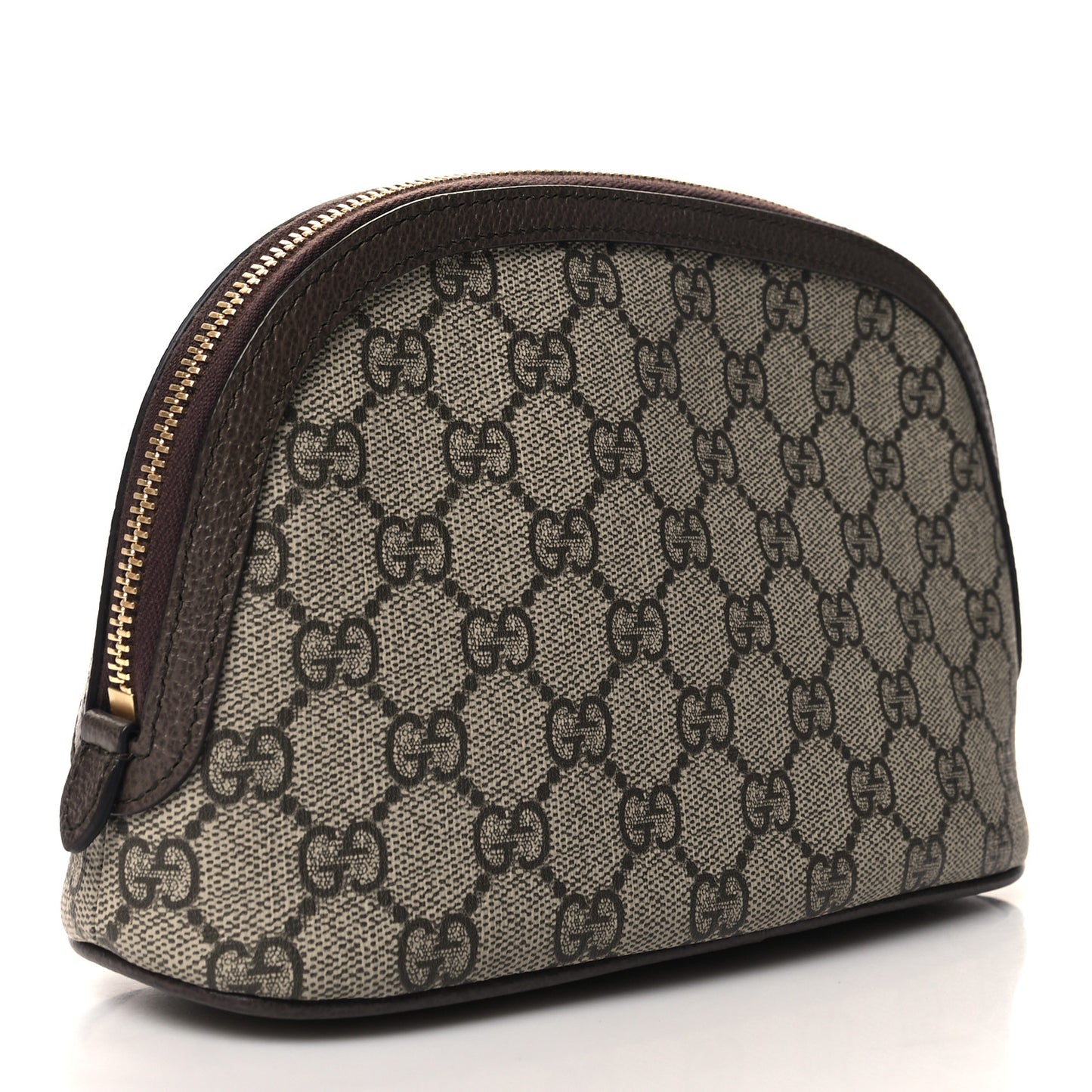 GG Supreme Monogram Textured Calfskin Web Large Ophidia Cosmetic Case Beige Ebony New Acero