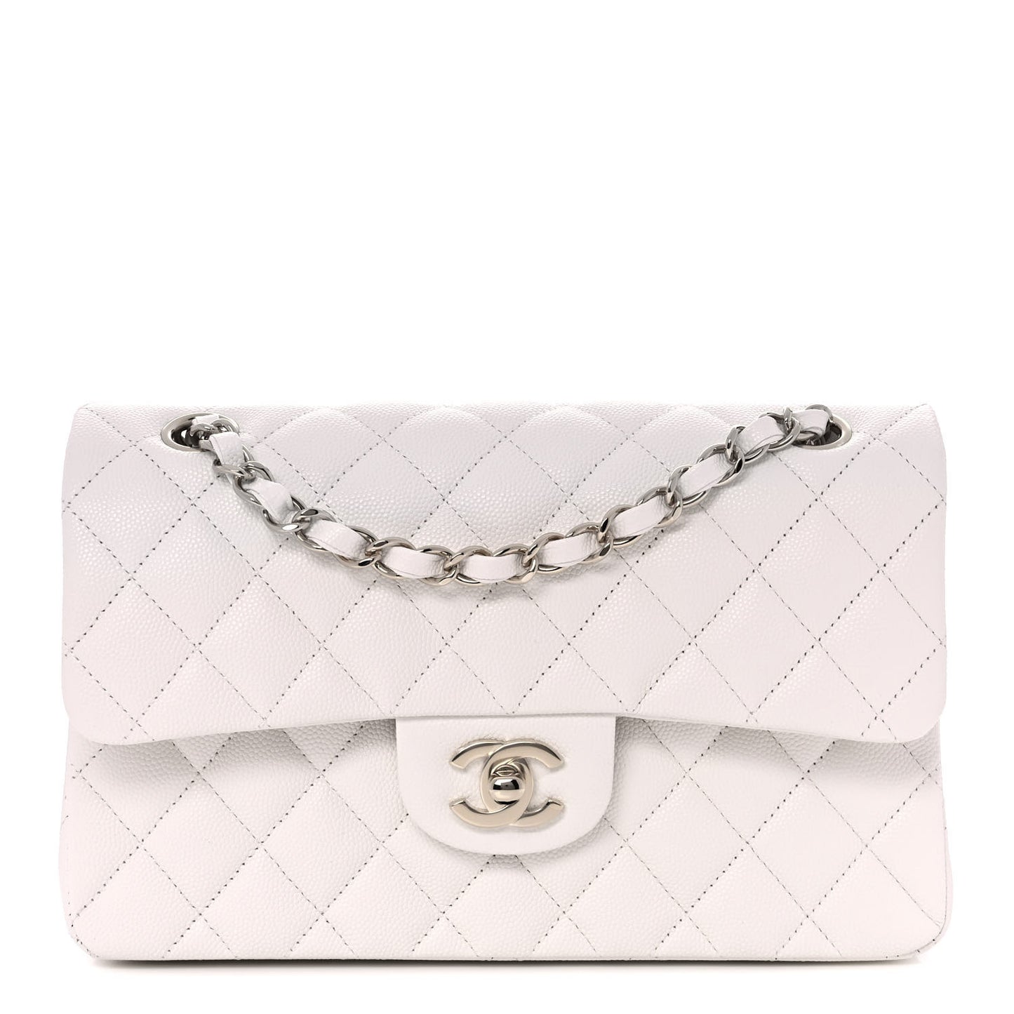 Caviar Quilted Small Double Flap White