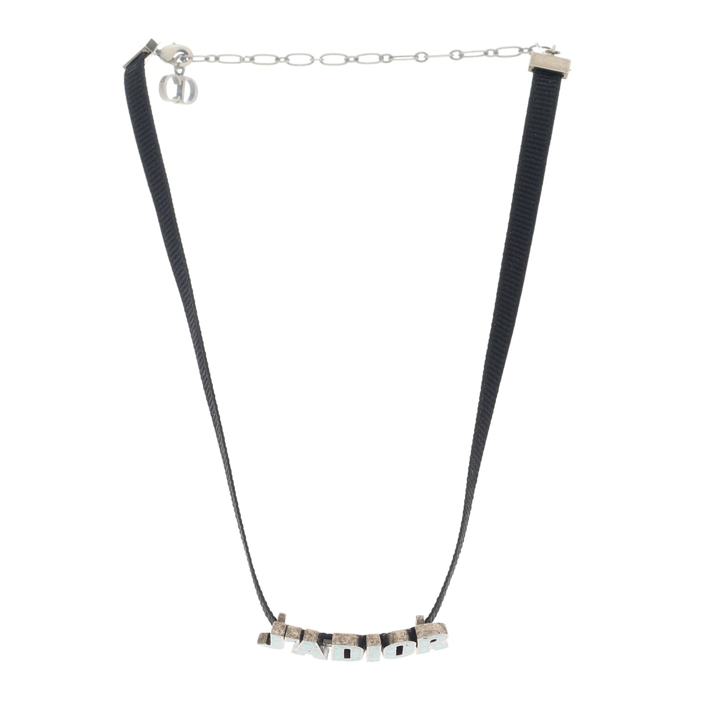 Grosgrain Ribbon Turquoise J'Adior Logo Choker Necklace Black
