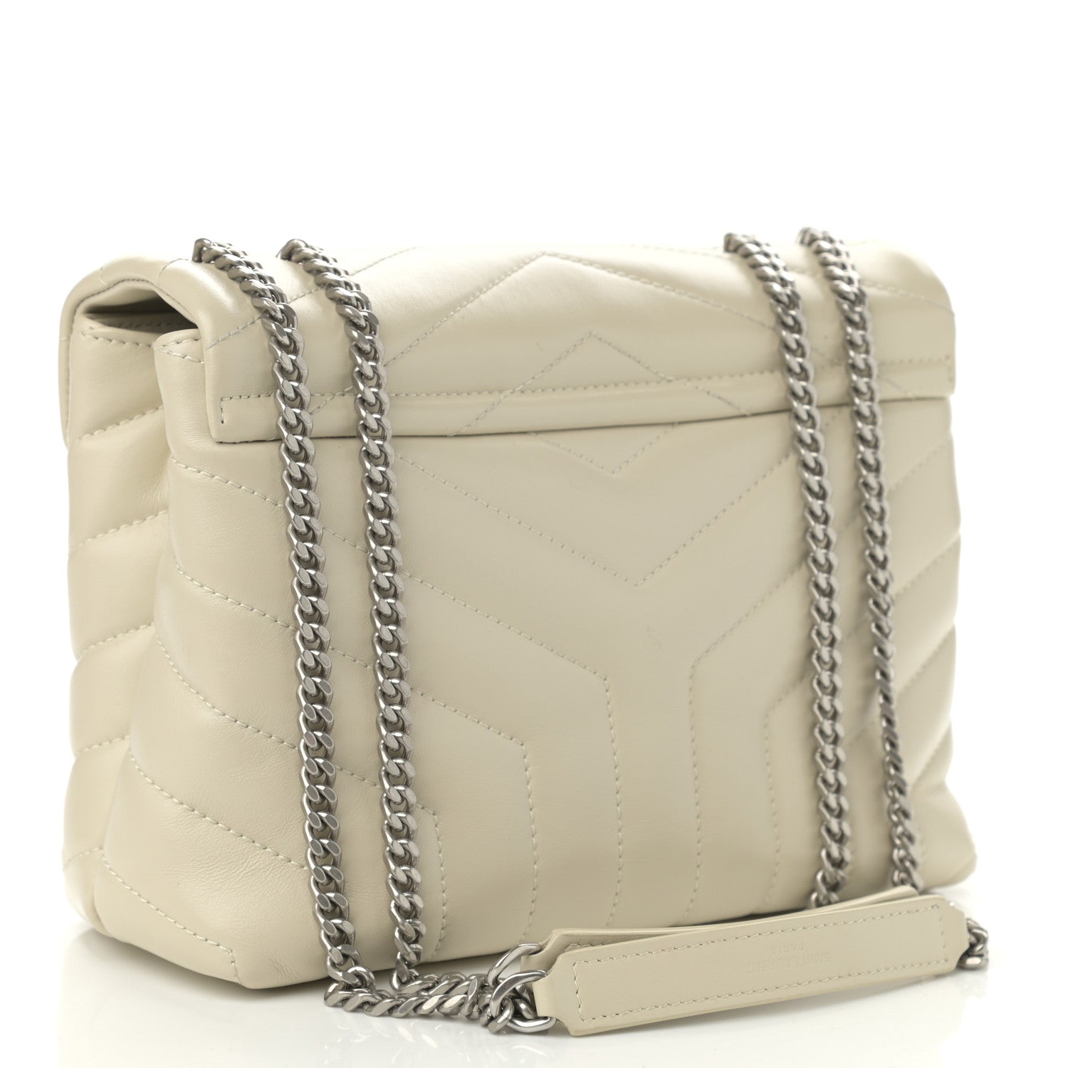 Saint Laurent Calfskin Y Quilted Monogram Small Loulou Chain Satchel Ivory 3 of 12