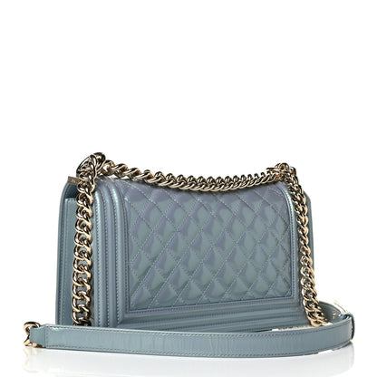 Chanel Iridescent Patent Calfskin Quilted Medium Boy Flap Light Blue 2 of 7