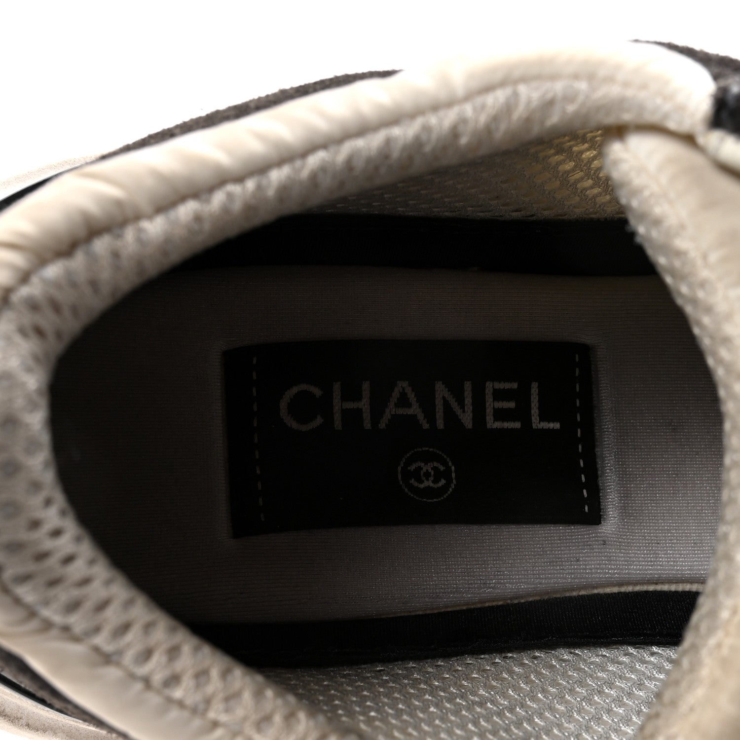 Chanel Nylon Suede Calfskin CC Sneakers 40 White Dark Grey 7 of 8