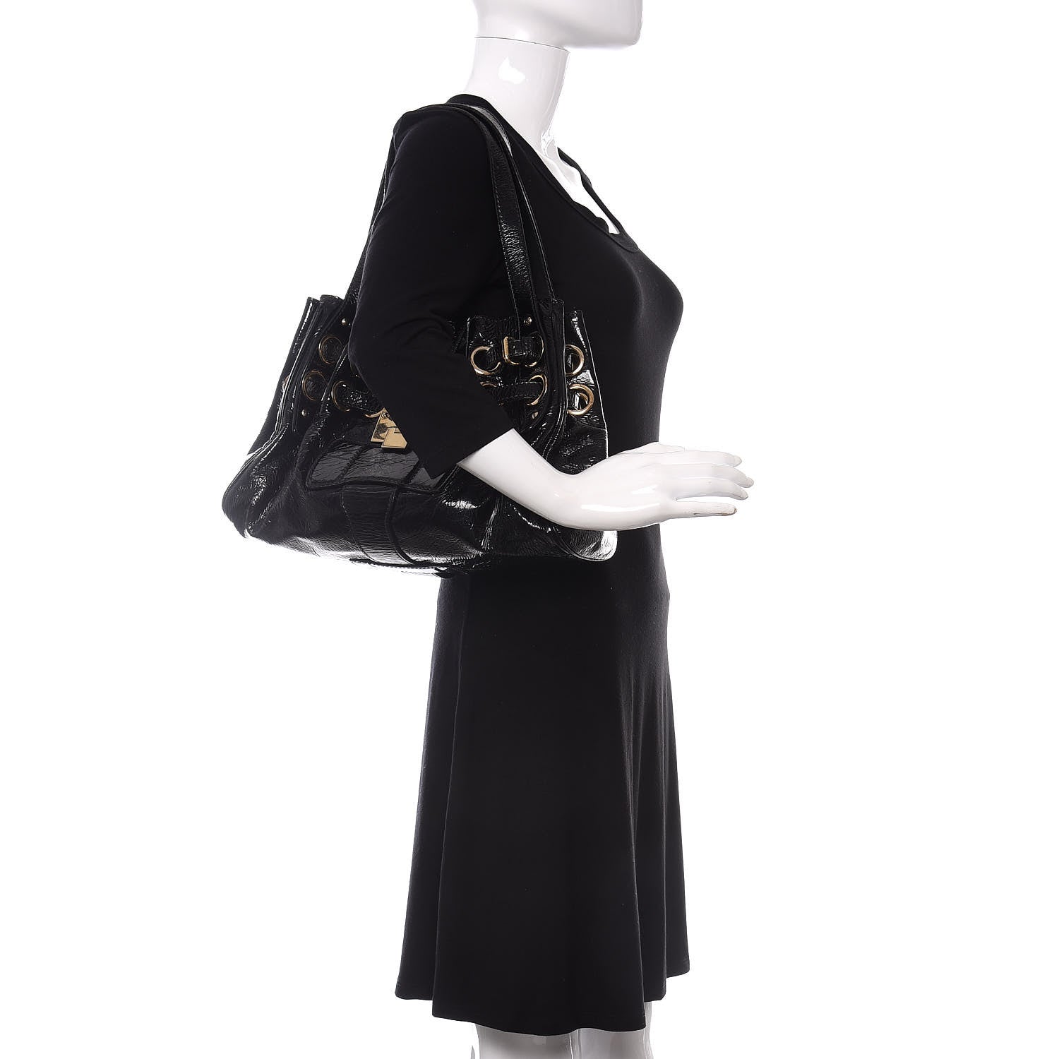 Jimmy Choo Crushed Patent Riki Bag Black 2 of 10
