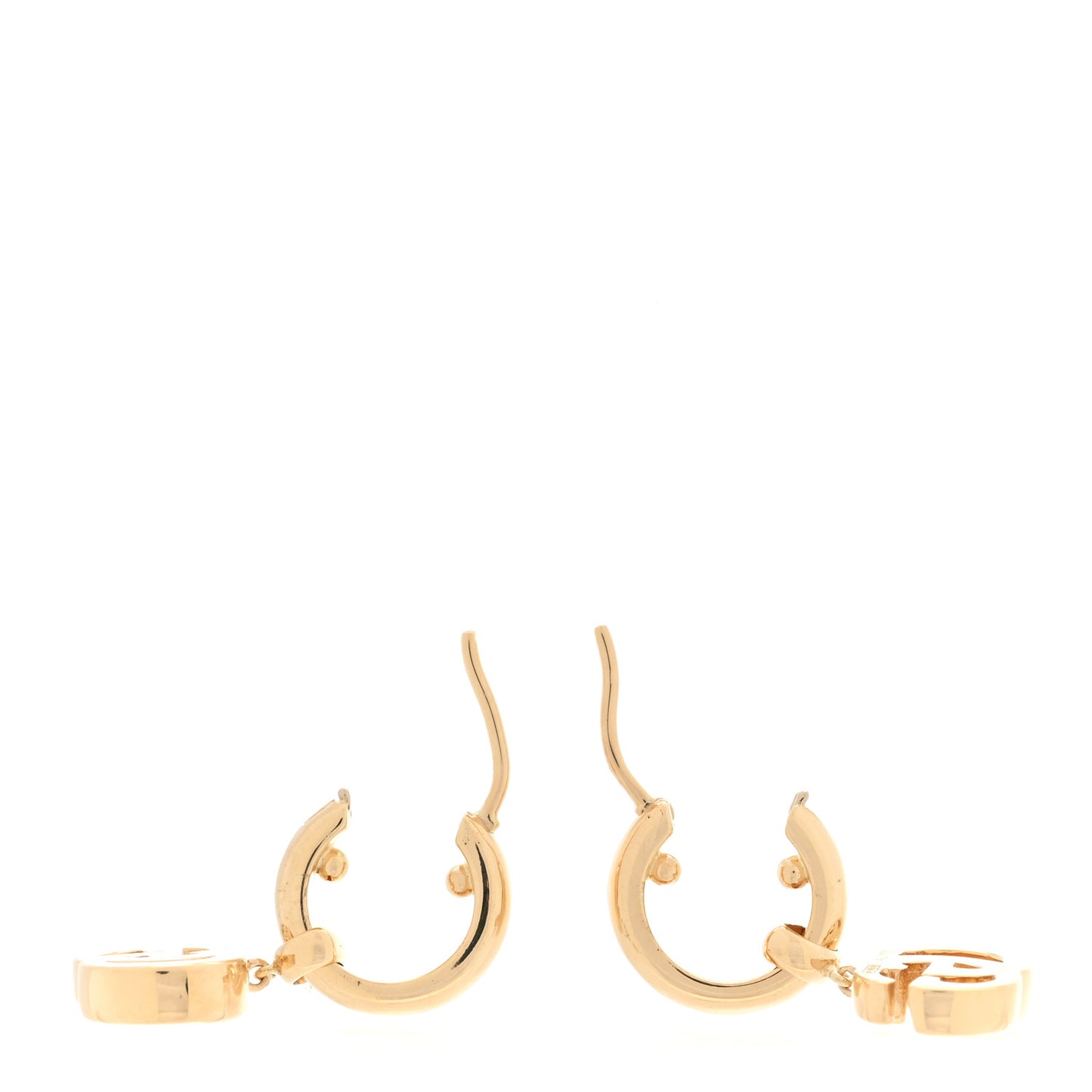 18K Yellow Gold Running G Drop Hoop Earrings