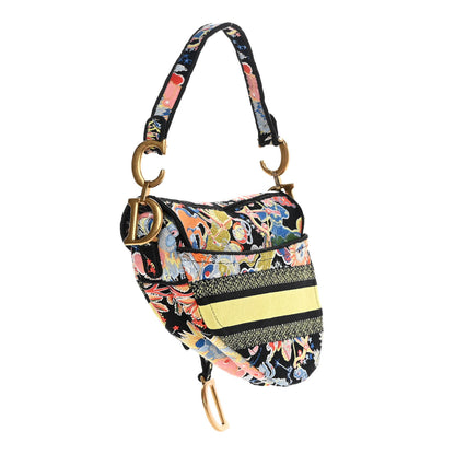 Christian Dior Canvas Embroidered Zodiac Fantastico Saddle Bag Black Multicolor 3 of 10