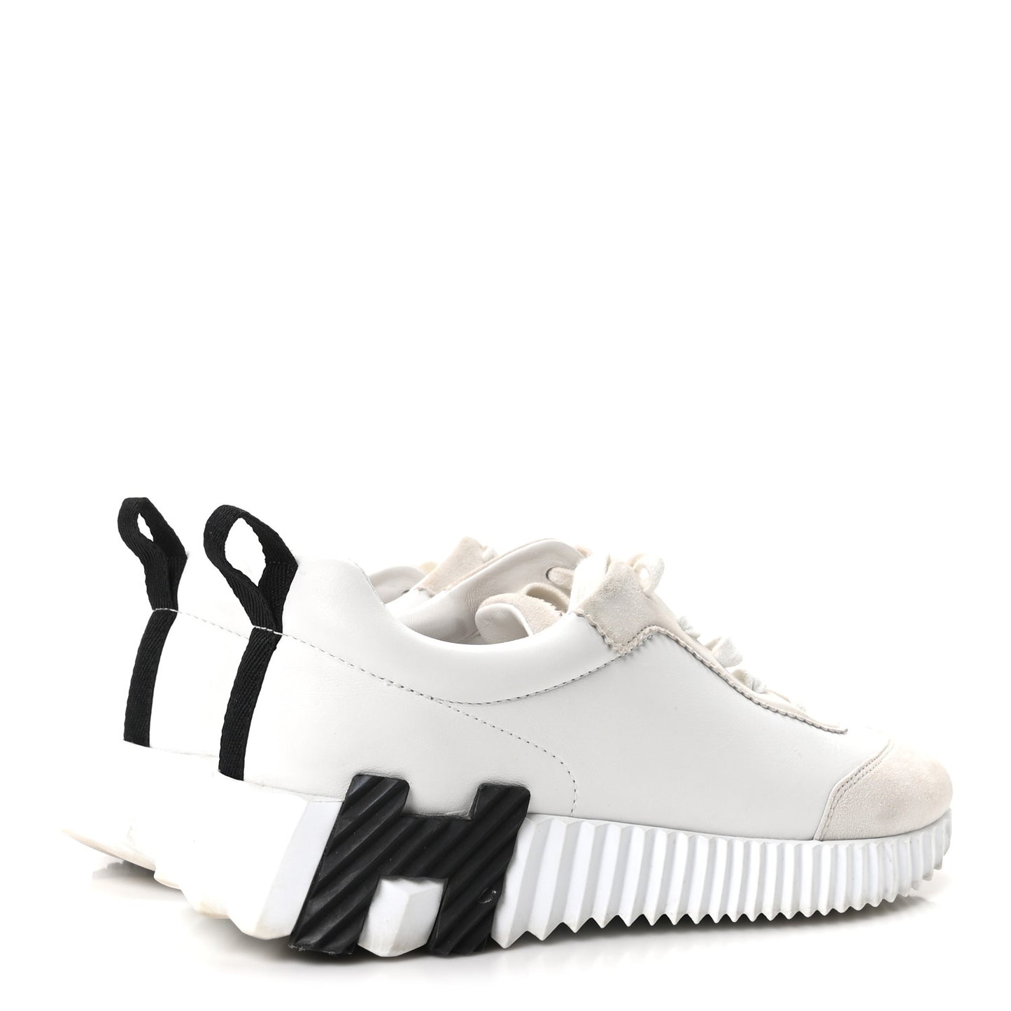 Calfskin Suede Goatskin Bouncing Sneakers 37.5 White Black