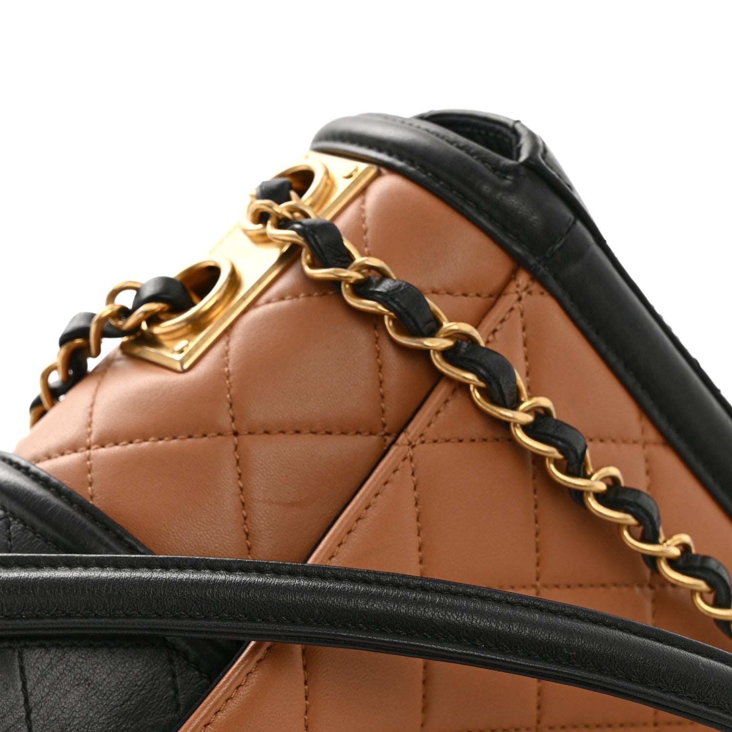 Chanel Lambskin Quilted Medium Elegant CC Flap Dark Beige Black 13 of 14