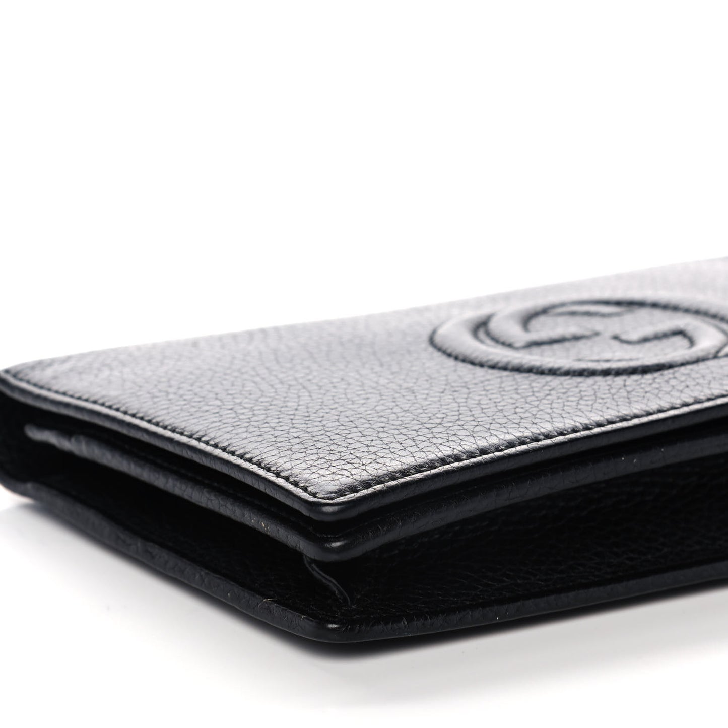 Pebbled Calfskin Soho Wallet on Chain Black